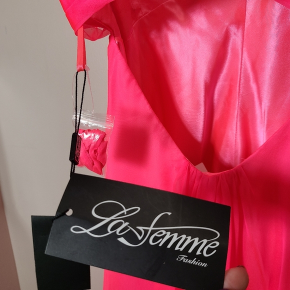 Strapless Jeweled Pink Prom Dress - Picture 14 of 17